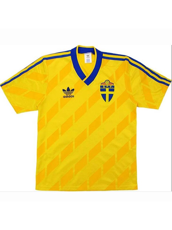 Suède domicile maillot rétro uniforme de football premier maillot de football pour hommes 1988-1991